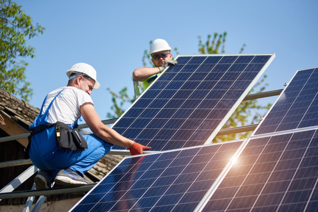 Stand-alone solar panel system installation, renewable green energy